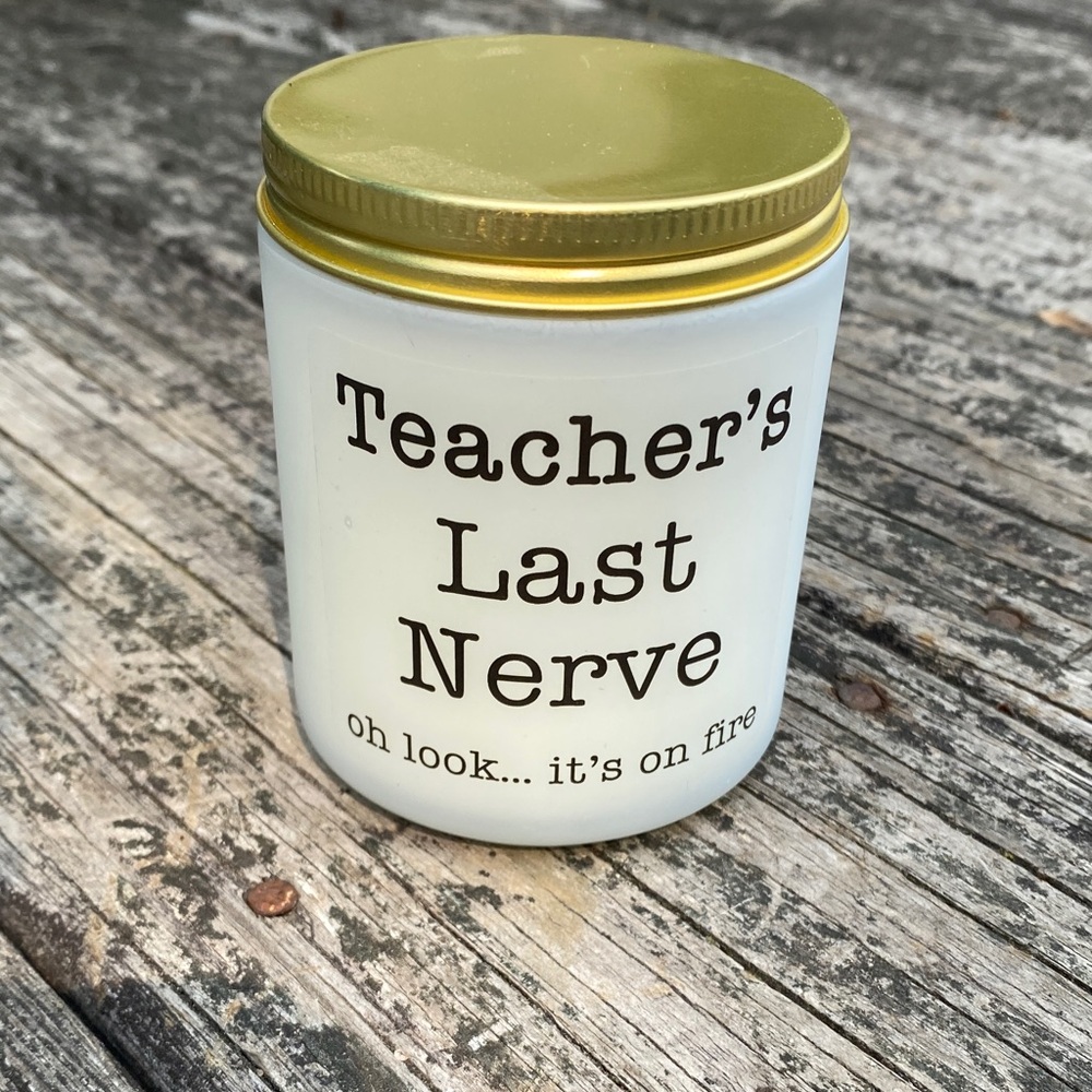 Teacher Candle with Gold Lid new